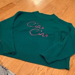 a new day Teal Sweater with Magenta Script
